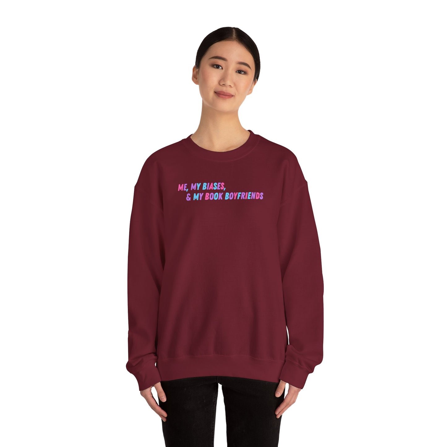 ME, MY BIASES, & MY BOOK BOYFRIENDS (color) Crewneck Sweatshirt