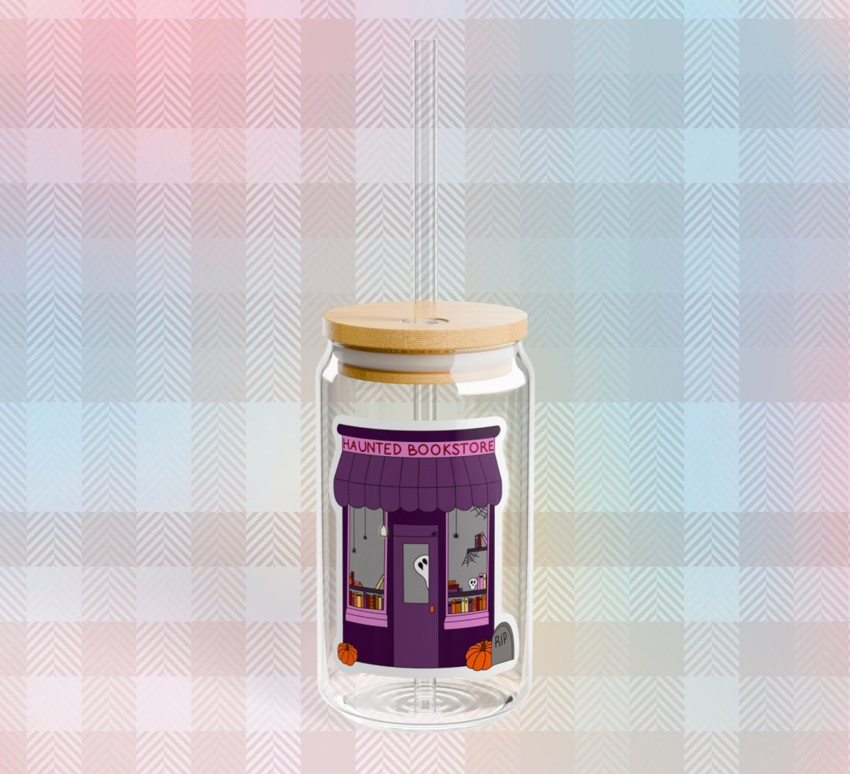 Haunted Bookstore 16oz. Glass Cup
