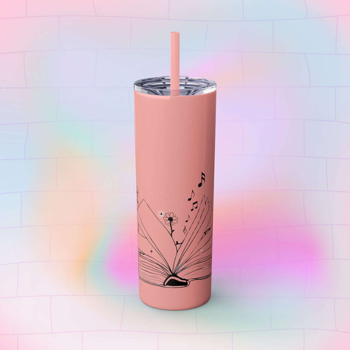 OPEN BOOK Skinny Tumbler with Straw, 20oz