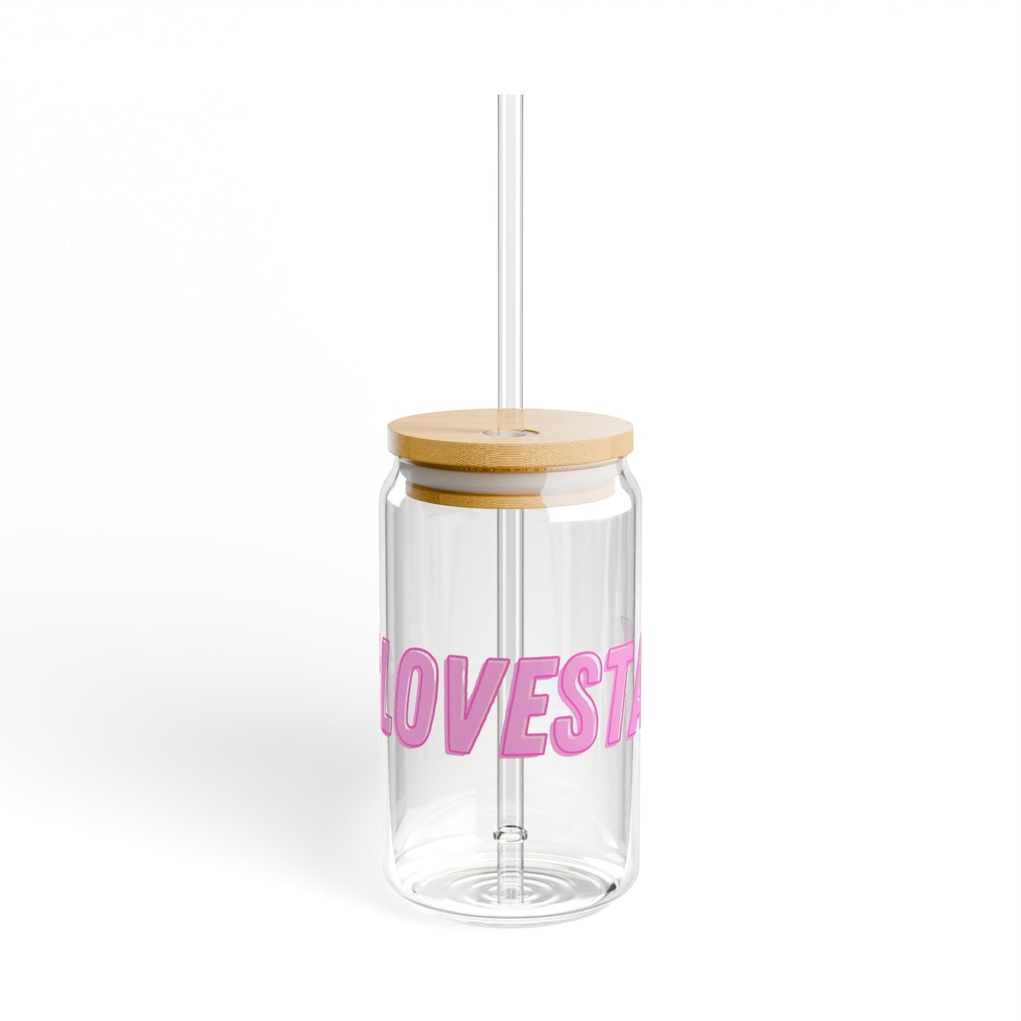 #LOVESTAY in Pink Sipper Glass, 16oz