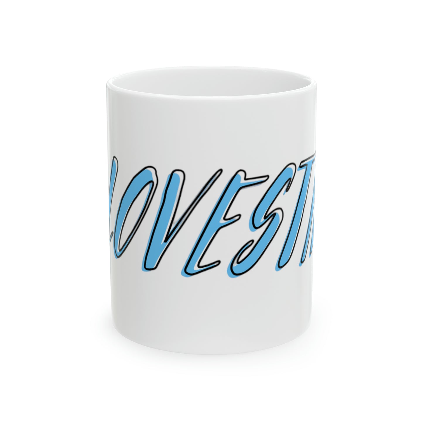 #LOVESTAY in Blue Ceramic Mug, 11oz