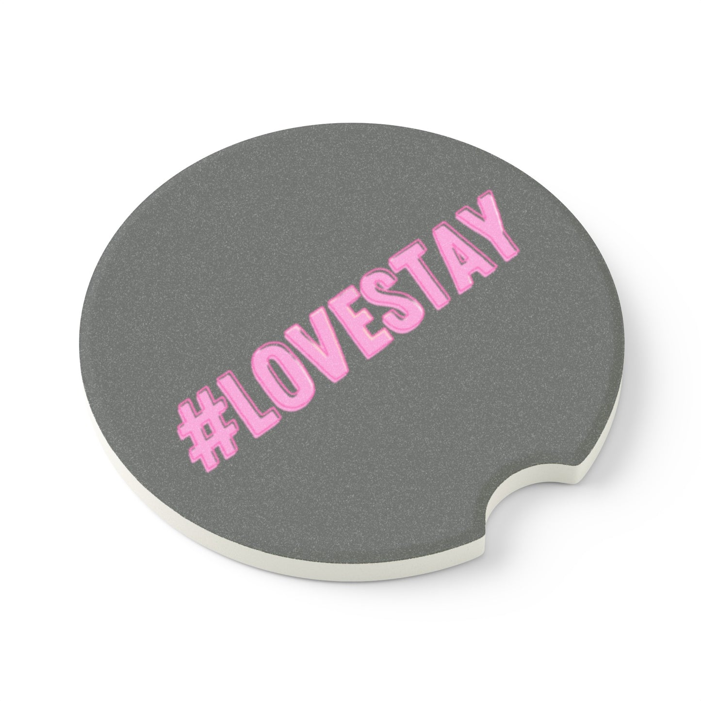 #LOVESTAY in Pink Soapstone Car Coaster