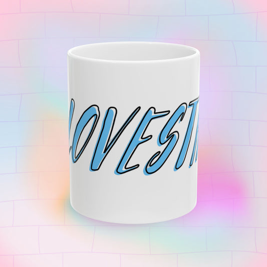 #LOVESTAY in Blue Ceramic Mug, 11oz
