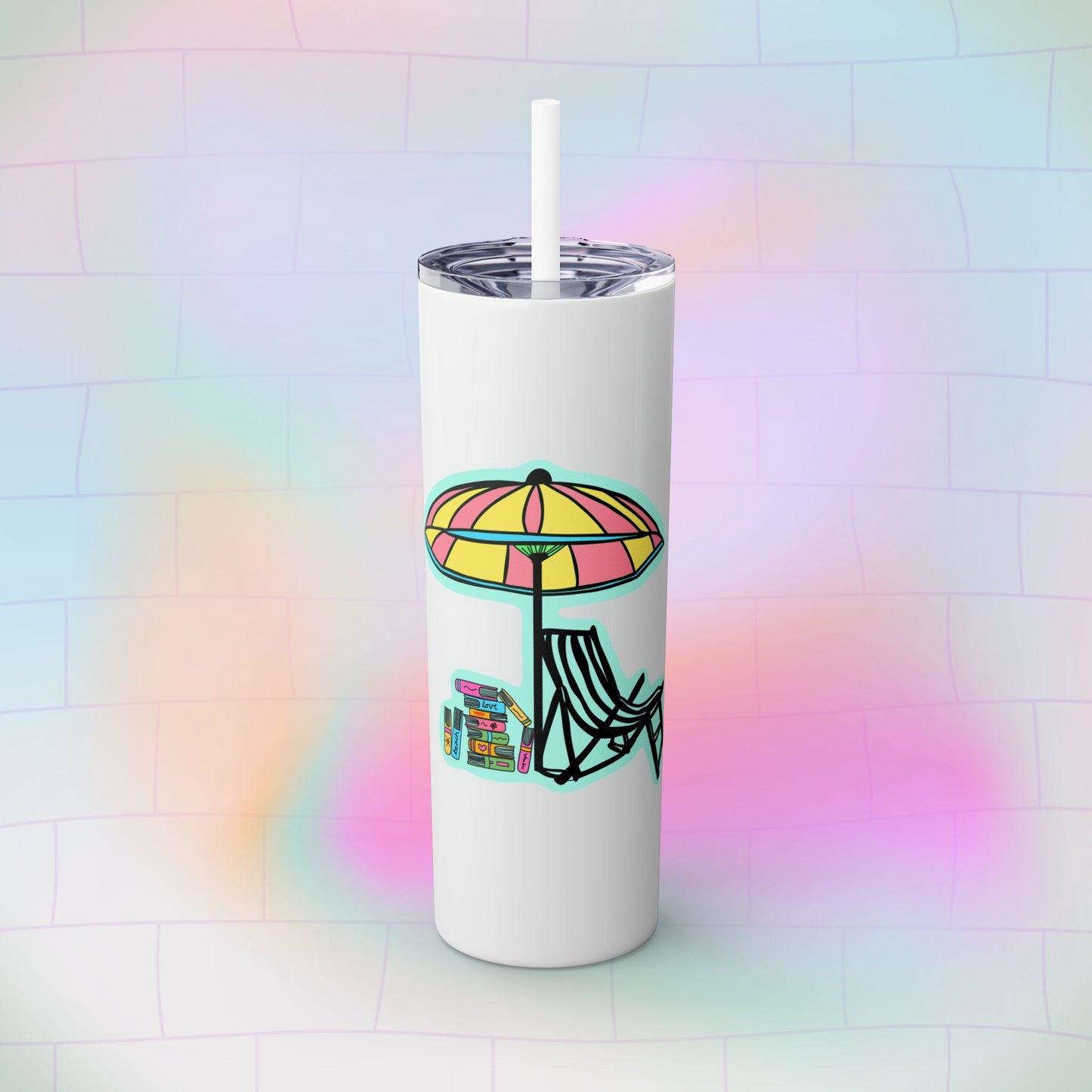 Booked at the Beach Skinny Tumbler with Straw, 20oz