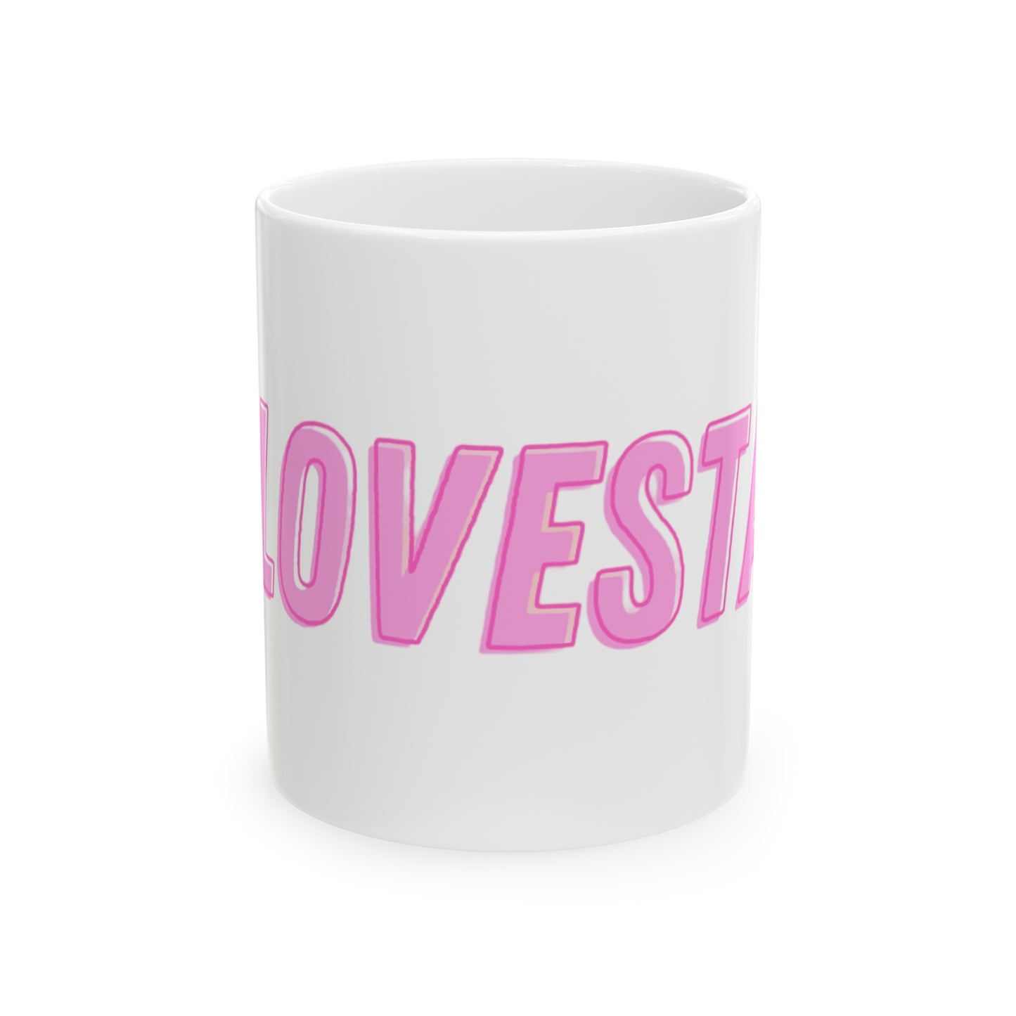 #LOVESTAY in Pink Ceramic Mug, 11oz