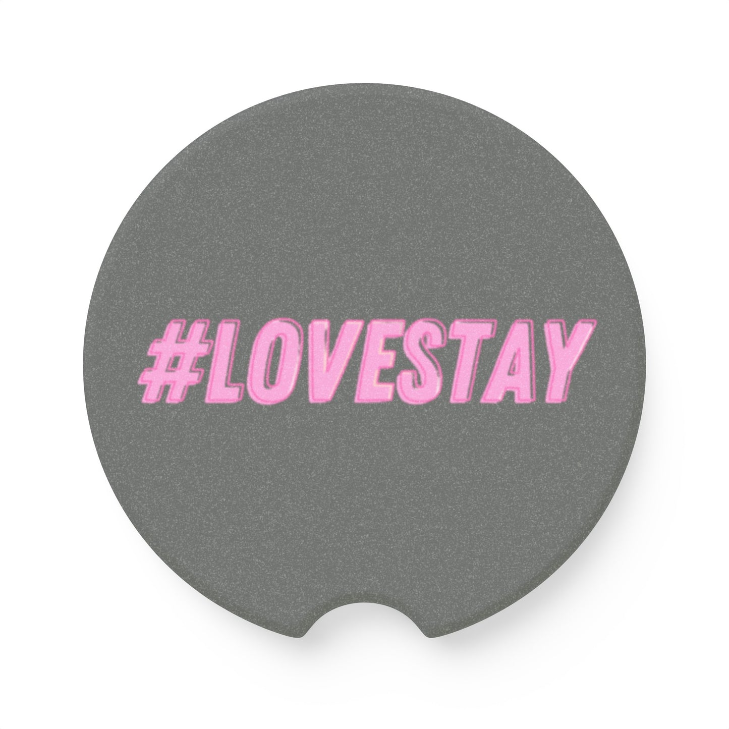 #LOVESTAY in Pink Soapstone Car Coaster