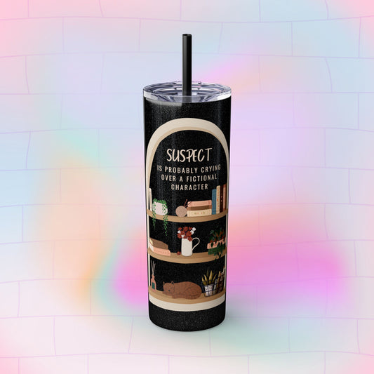 “SUSPECT…” Skinny Tumbler with Straw, 20oz