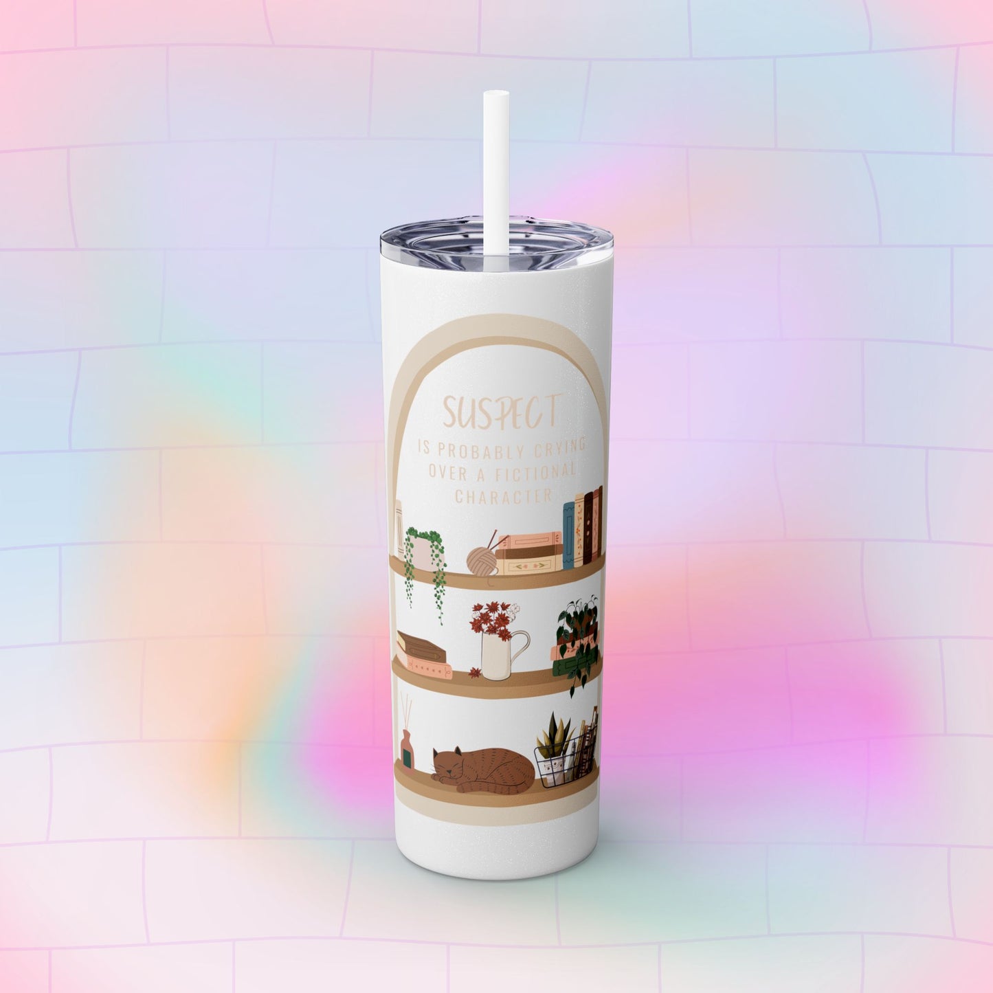 “SUSPECT…” Skinny Tumbler with Straw, 20oz