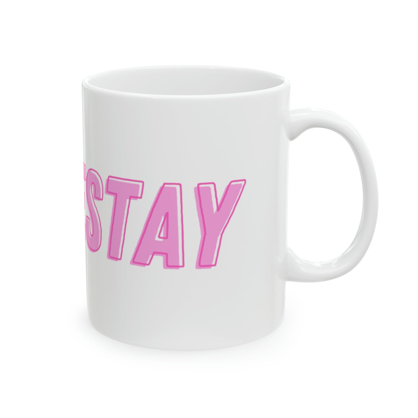 #LOVESTAY in Pink Ceramic Mug, 11oz