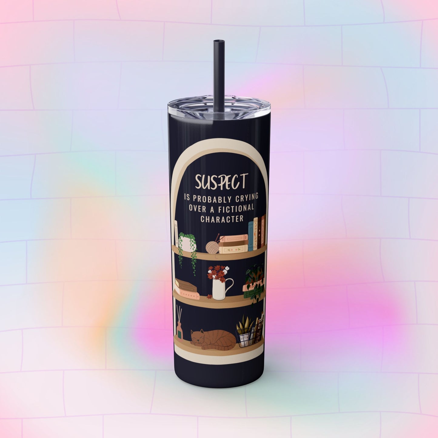 “SUSPECT…” Skinny Tumbler with Straw, 20oz