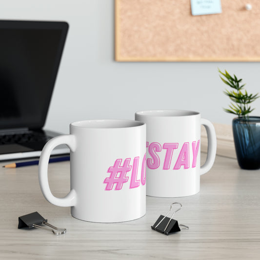 #LOVESTAY in Pink Ceramic Mug, 11oz