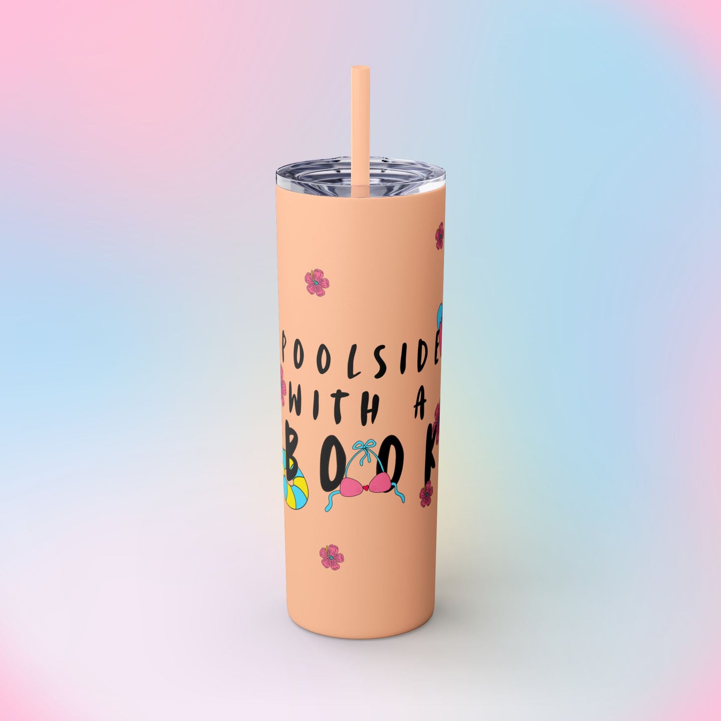 POOLSIDE Skinny Tumbler with Straw, 20oz