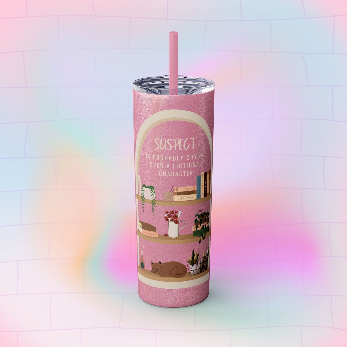 “SUSPECT…” Skinny Tumbler with Straw, 20oz