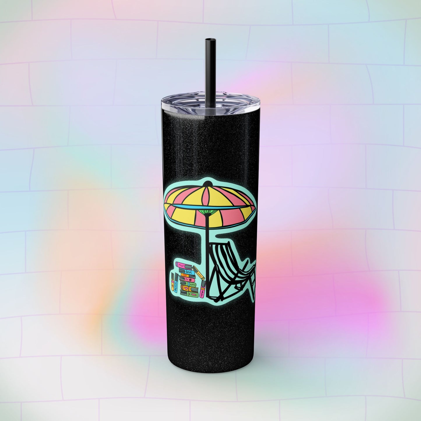 Booked at the Beach Skinny Tumbler with Straw, 20oz