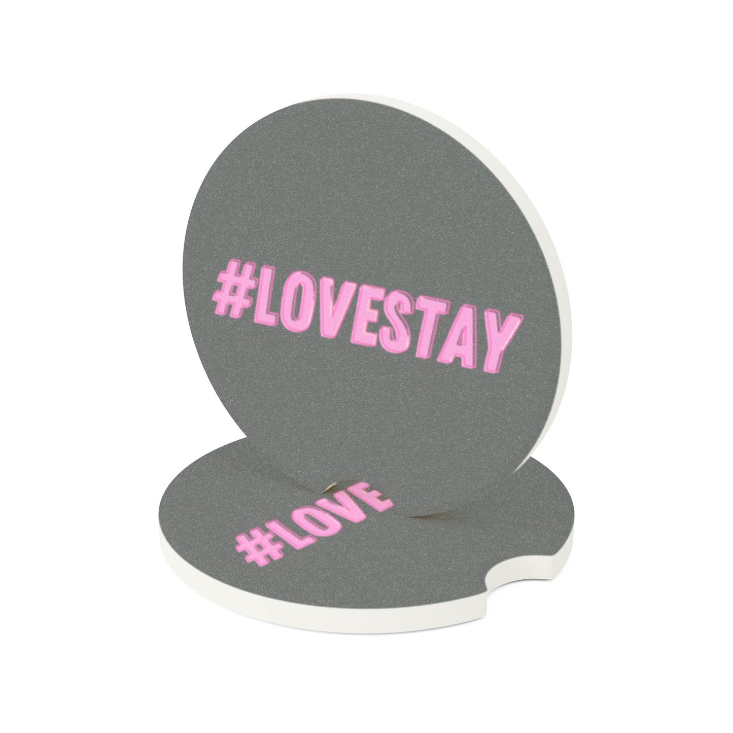 #LOVESTAY in Pink Soapstone Car Coaster