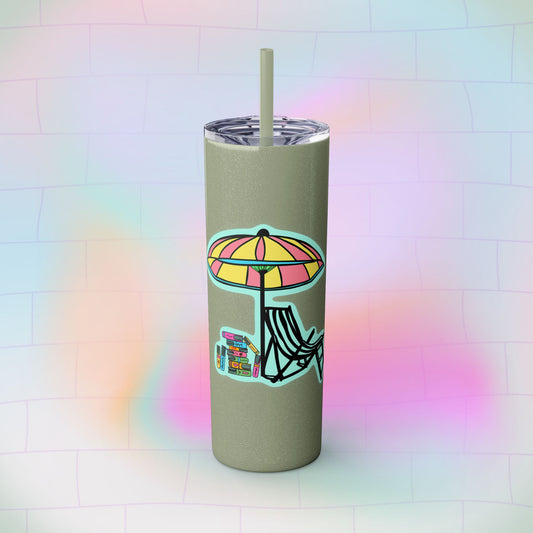 Booked at the Beach Skinny Tumbler with Straw, 20oz