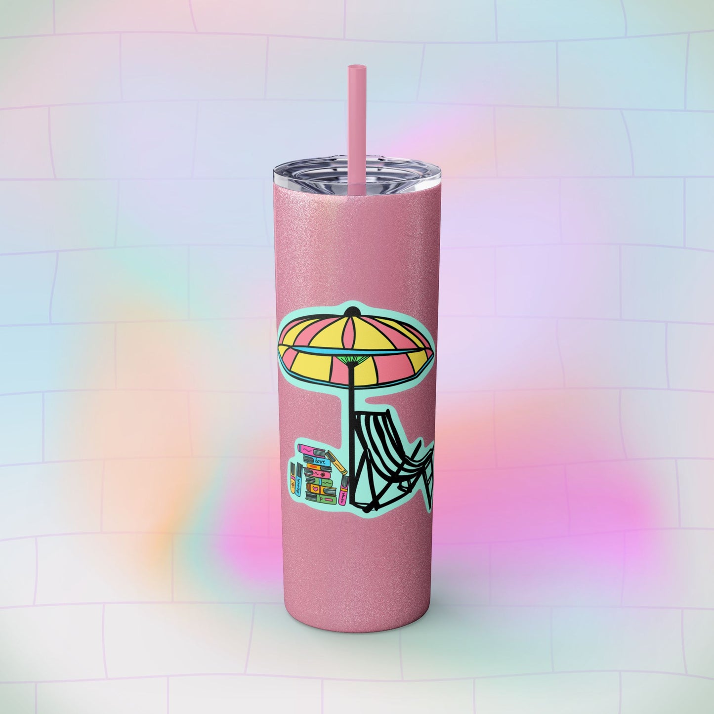 Booked at the Beach Skinny Tumbler with Straw, 20oz