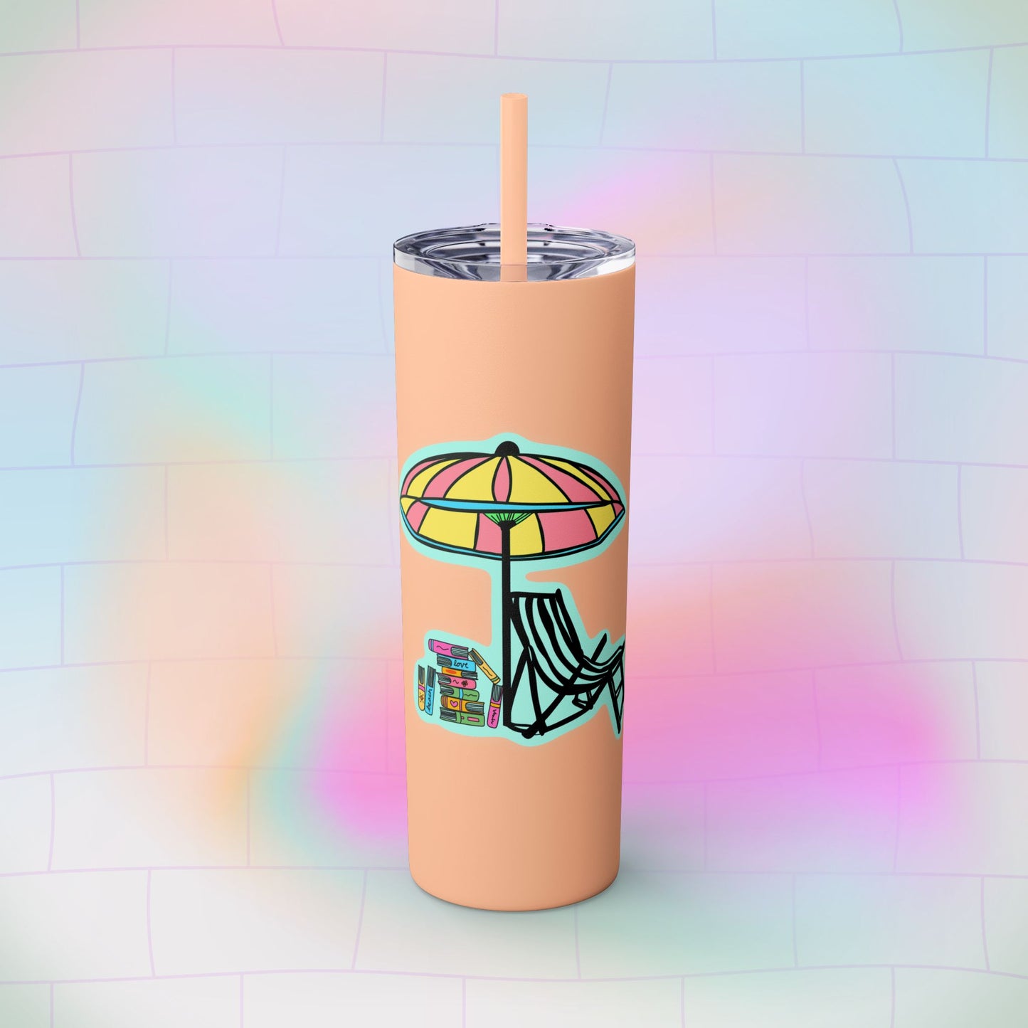 Booked at the Beach Skinny Tumbler with Straw, 20oz