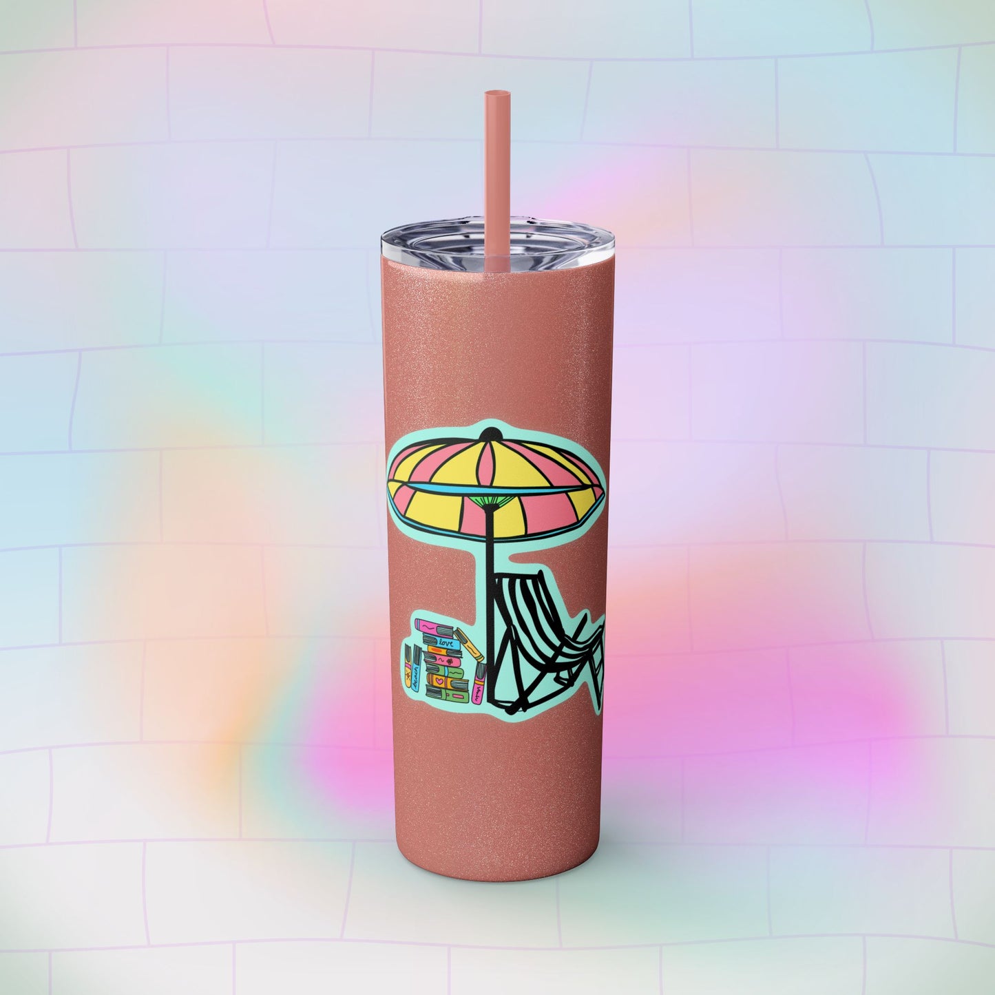 Booked at the Beach Skinny Tumbler with Straw, 20oz
