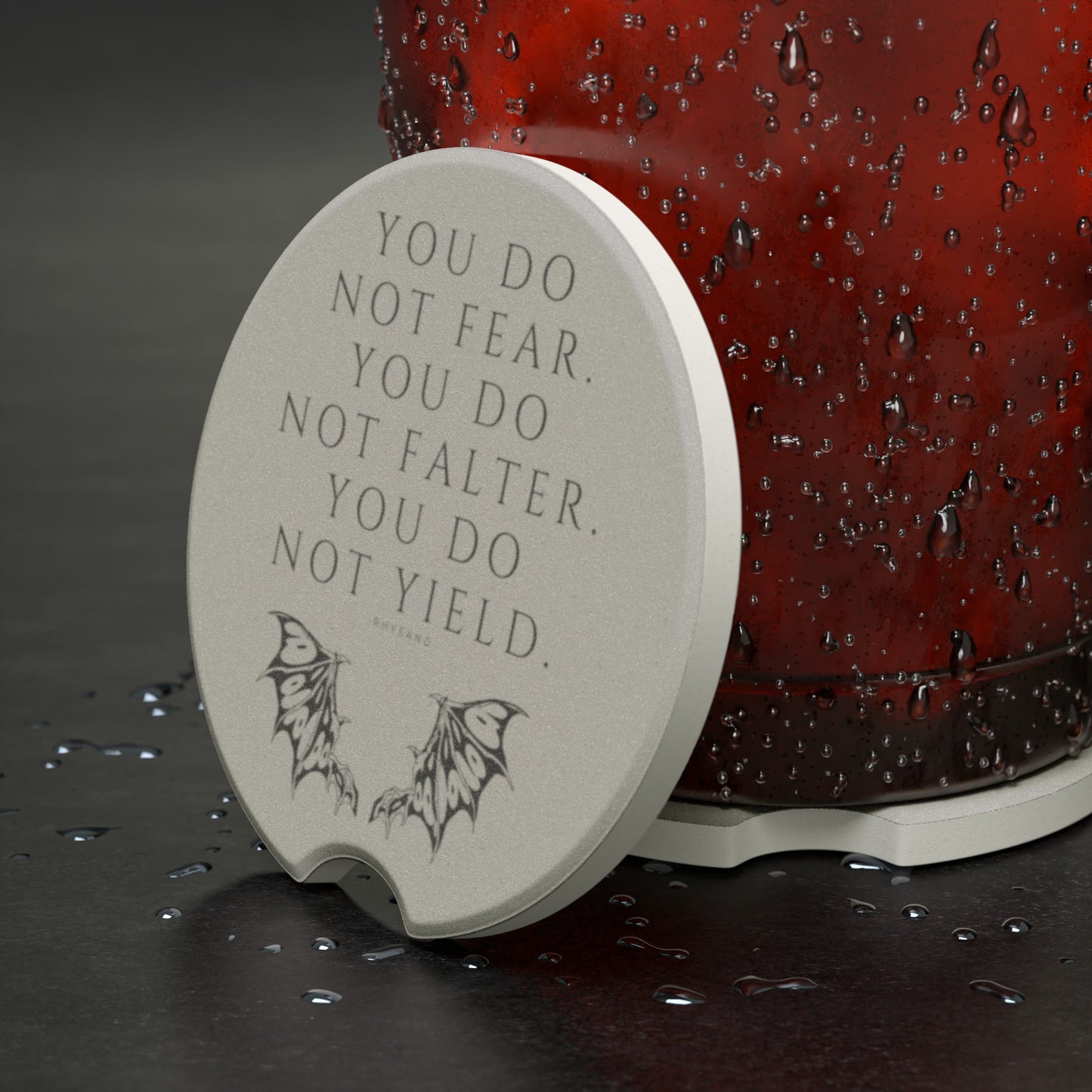 FEAR, FALTER, YIELD Soapstone Car Coaster