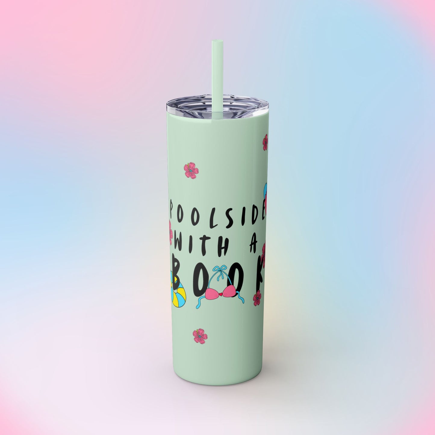POOLSIDE Skinny Tumbler with Straw, 20oz