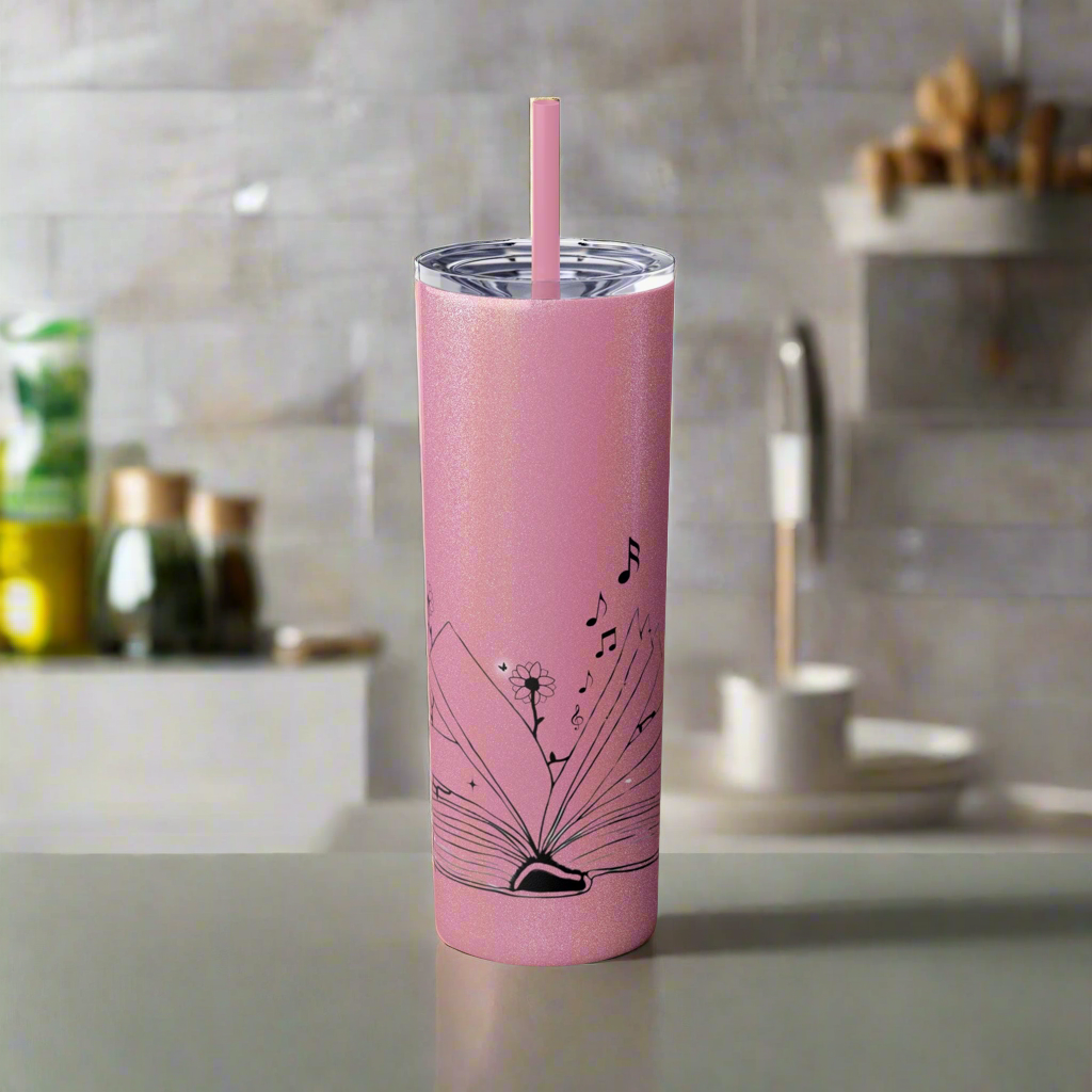 OPEN BOOK Skinny Tumbler with Straw, 20oz