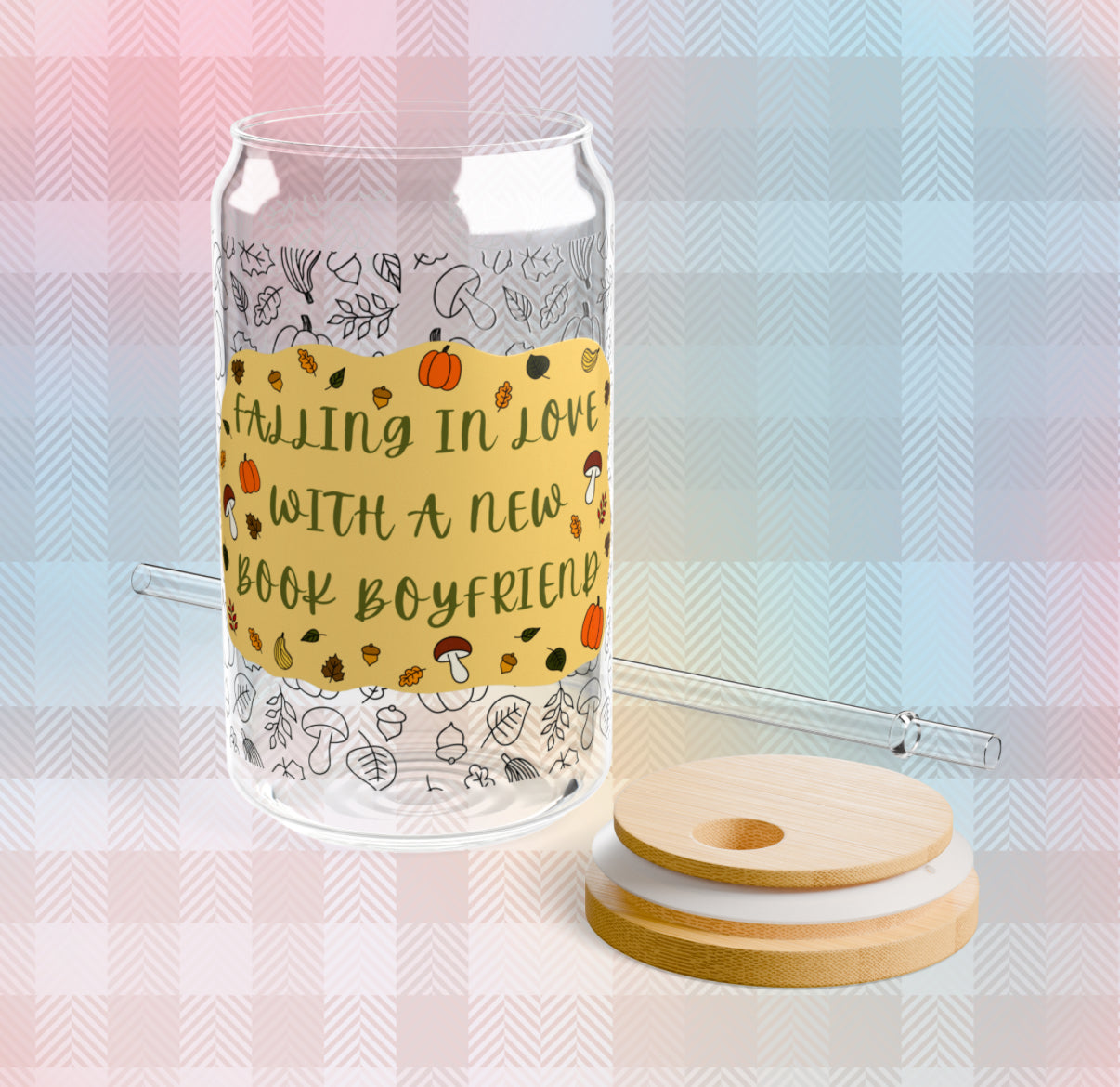 Falling for A Book BF 16oz. Glass Cup