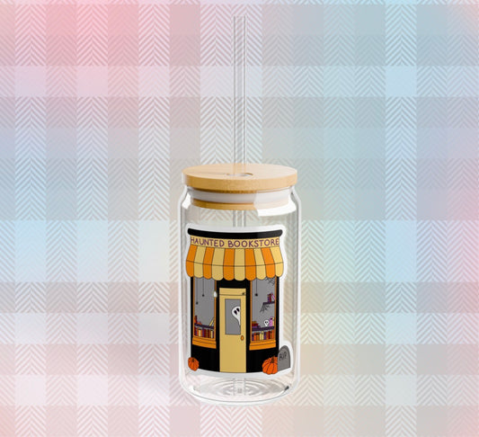 Haunted Bookstore 16oz. Glass Cup